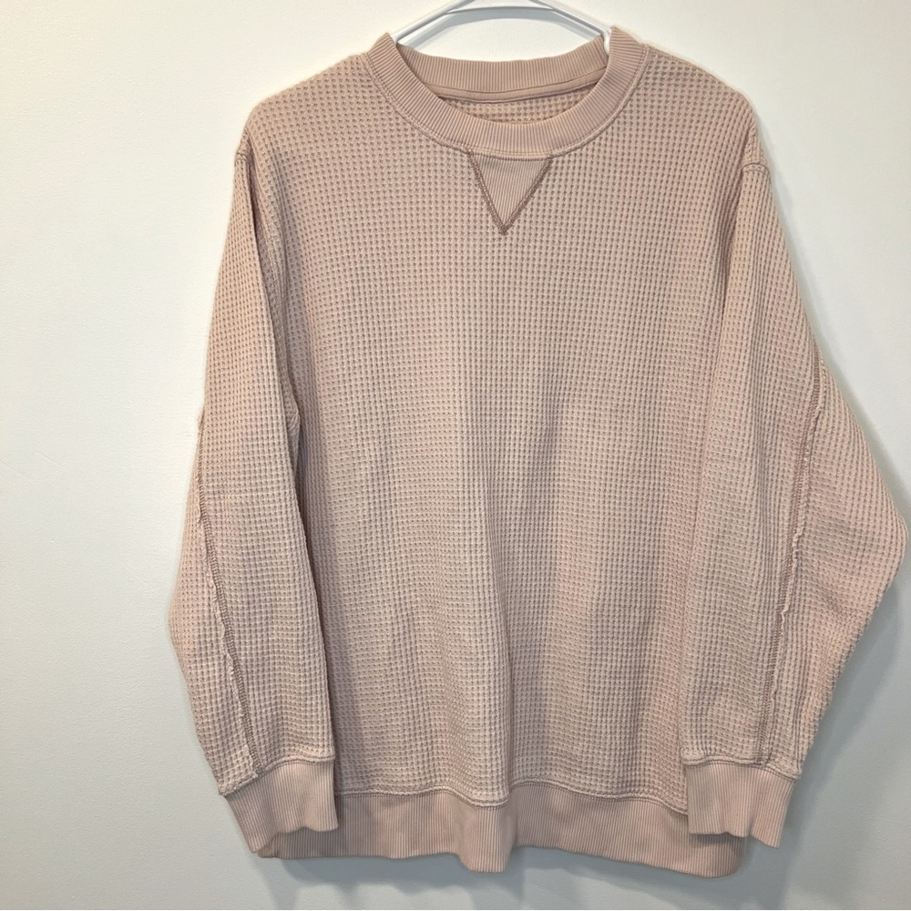 Aerie Women's Pink Waffle Knit Crewneck size Small